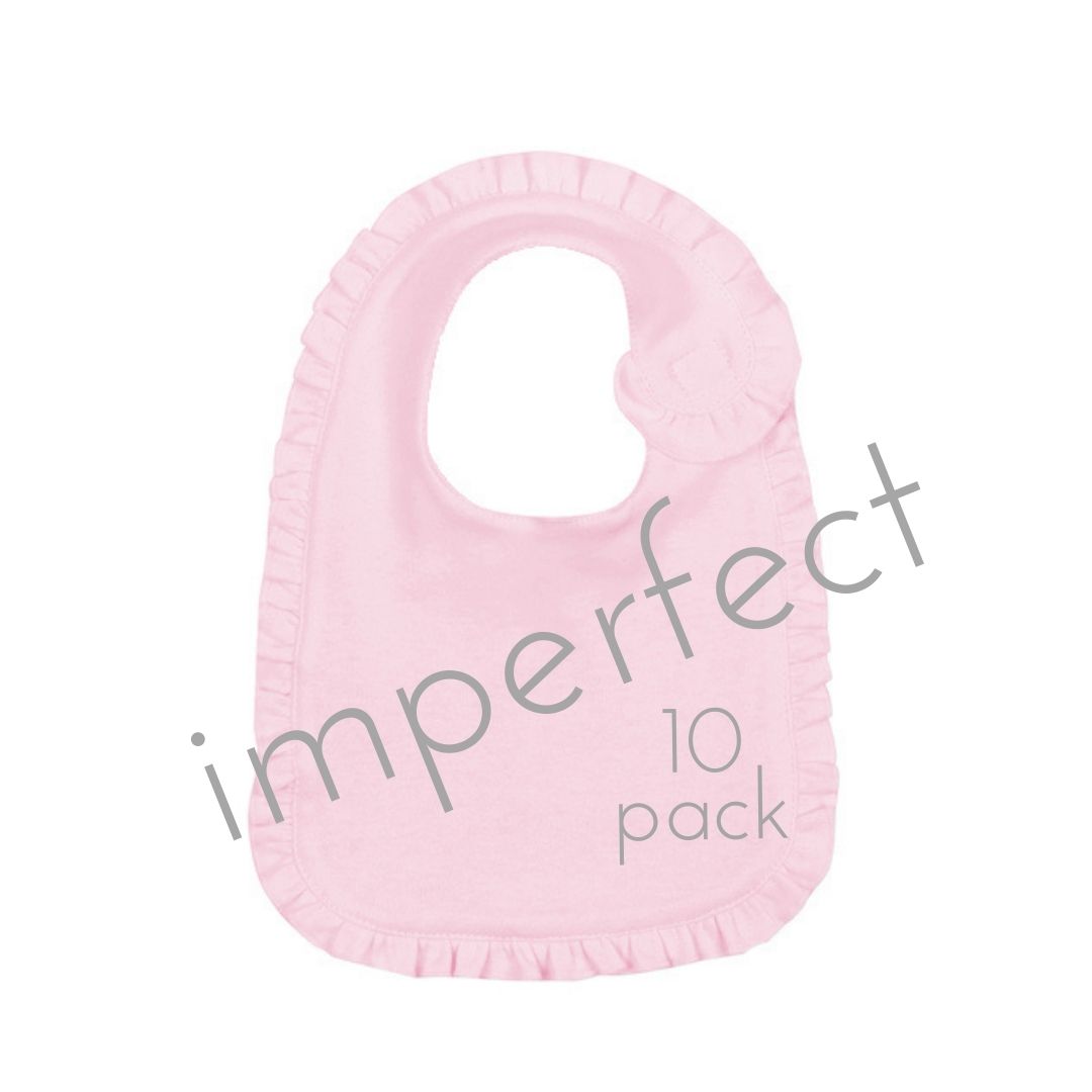 IMPERFECT  Blank Infant Baby Bib- Ruffle 10 Pack
